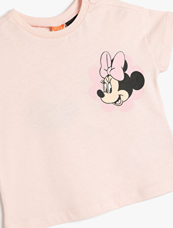 Minnie Mouse Baskılı Lisanslı Kısa Kollu Pamuklu Tişört