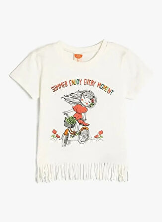 Koton Baskılı Ekru Kız Çocuk T-Shirt 5SMG10019AK