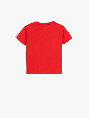 Pamuklu Kısa Kollu Unicorn Baskılı Bisiklet Yaka Tişört