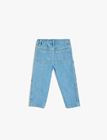 Nakış Detaylı Pamuklu Denim Pantolon