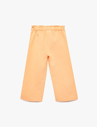 Beli Lastikli Yüksek Bel Keten Karışımlı Pantolon