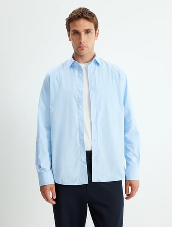 Slim Fit Gömlek Uzun Kollu Yarım İtalyan Yaka Pamuklu