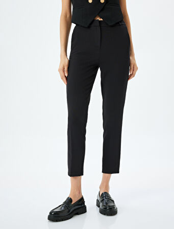 Yüksek Bel Slim Fit Cigarette Kumaş Pantolon