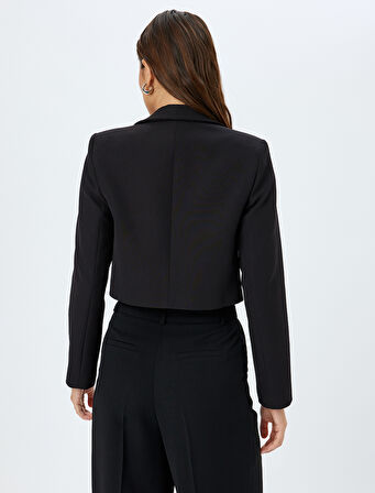 Kruvaze Yaka Crop Blazer Ceket