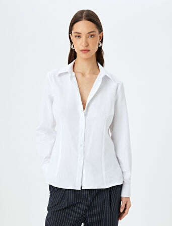 Uzun Kollu Klasik Yaka Poplin Gömlek 