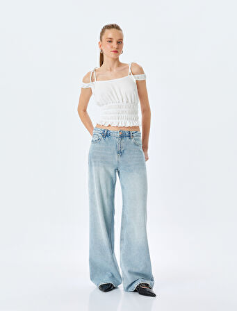 Gipeli Askılı Crop Slim Fit Tişört Bürümcük