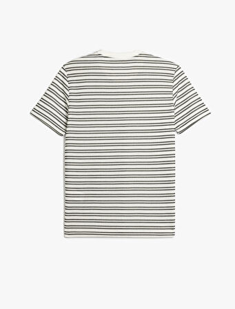 Çizgili Kısa Kollu Bisiklet Yaka Slim Fit Tişört