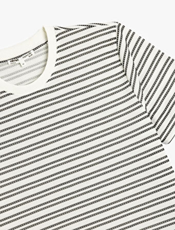 Çizgili Kısa Kollu Bisiklet Yaka Slim Fit Tişört
