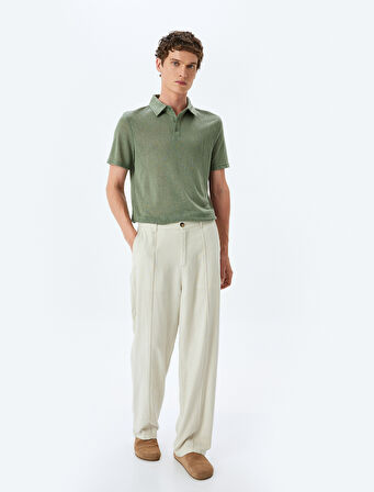 Kısa Kollu Yarı Transparan Regular Fit Polo Yaka Tişört