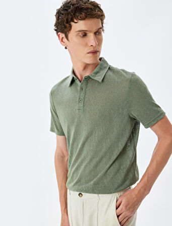 Kısa Kollu Yarı Transparan Regular Fit Polo Yaka Tişört