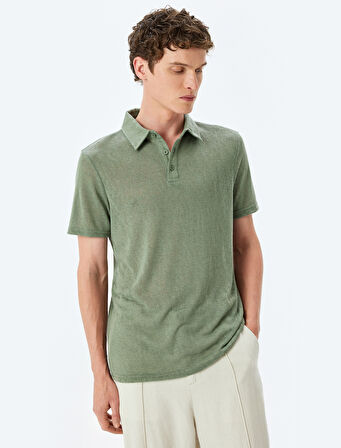 Kısa Kollu Yarı Transparan Regular Fit Polo Yaka Tişört