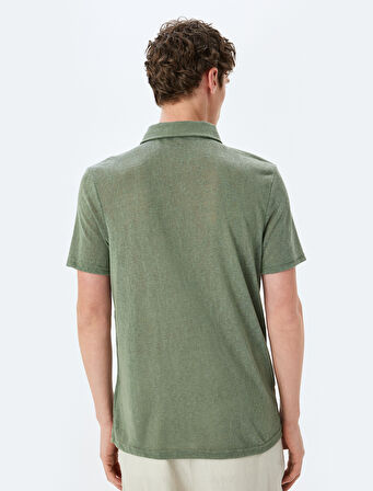 Kısa Kollu Yarı Transparan Regular Fit Polo Yaka Tişört