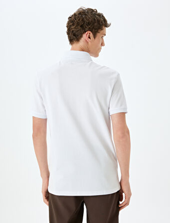 Kısa Kollu Düğme Detaylı Pamuklu Slim Fit Polo Yaka Tişört