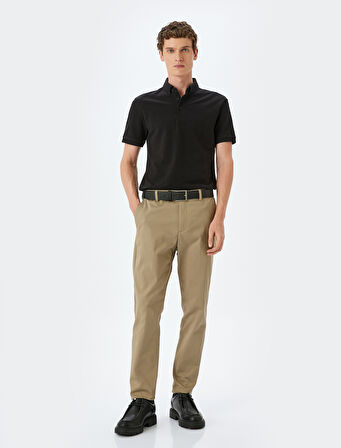 Kısa Kollu Düğme Detaylı Pamuklu Slim Fit Polo Yaka Tişört