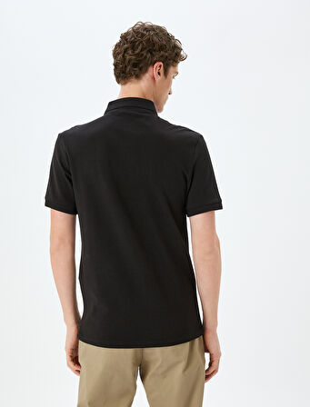 Kısa Kollu Düğme Detaylı Pamuklu Slim Fit Polo Yaka Tişört