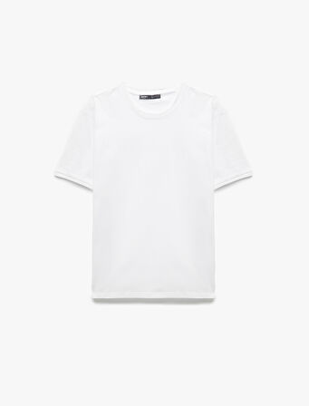Kısa Kollu Bisiklet Yaka Pamuklu Slim Fit Erkek Basic Tişört