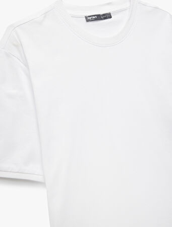 Kısa Kollu Bisiklet Yaka Pamuklu Slim Fit Erkek Basic Tişört