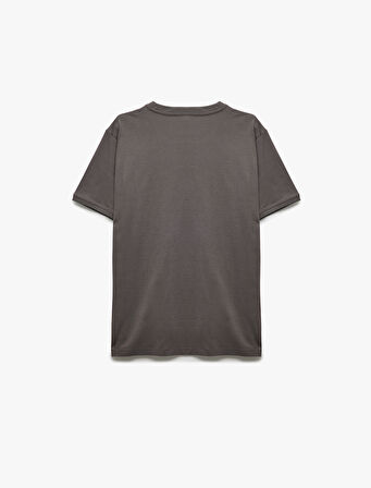 Kısa Kollu Bisiklet Yaka Pamuklu Slim Fit Erkek Basic Tişört