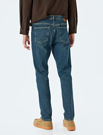 Düğmeli Normal Bel Slim Fit Kot Pantolon - Brad Jean