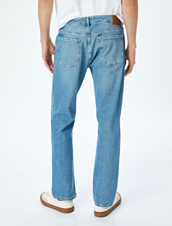 Normal Bel Düğmeli Pamuklu Straight Fit Kot Pantolon - Mark Jean