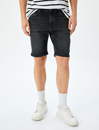 Normal Bel 5 Cepli Slim Fit Jean Şort