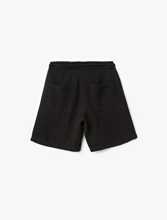 Müslin Pamuklu Cep Detaylı Beli Bağcıklı Chino Şort