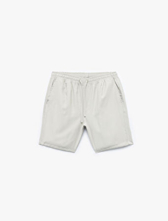 Viskon Cep Detaylı Rayon Beli Bağcıklı Bermuda Chino Şort