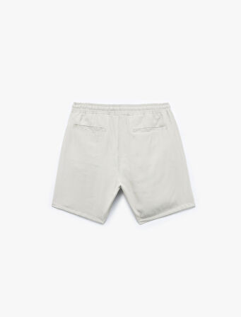 Viskon Cep Detaylı Rayon Beli Bağcıklı Bermuda Chino Şort