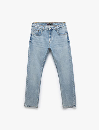 Düğmeli Pamuklu Normal Bel Straight Fit Jean Pantolon - Mark Jean