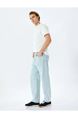 Normal Bel Pamuklu Bol Baggy Jean Pantolon