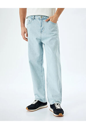 Normal Bel Pamuklu Bol Baggy Jean Pantolon