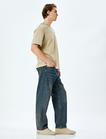 Normal Bel Pamuklu Bol Baggy Jean Pantolon