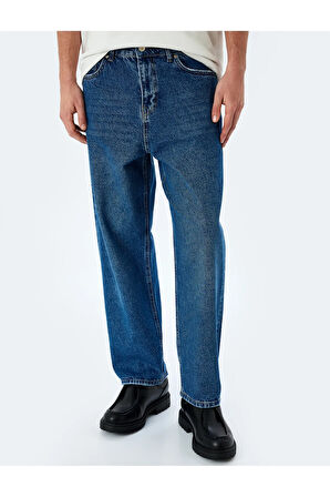 Normal Bel Pamuklu Bol Baggy Jean Pantolon