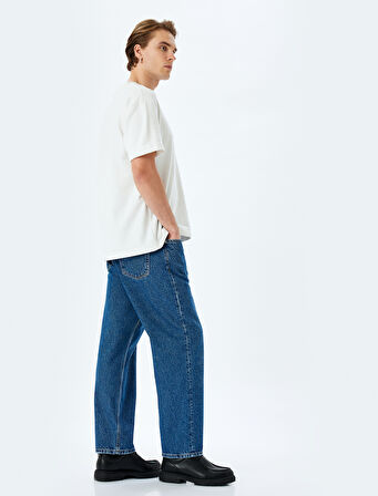 Normal Bel Pamuklu Baggy Jean Pantolon