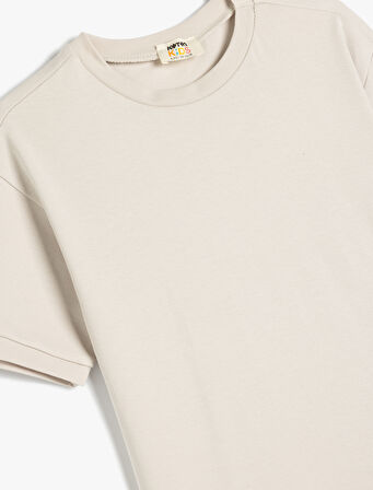 Oversize Basic Tişört Kısa Kollu Bisiklet Yaka Pamuklu