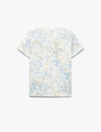 Nakış Detaylı Kısa Kollu Bisiklet Yaka Pamuklu Tişört