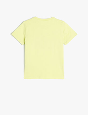 İskelet Baskılı Bisiklet Yaka Pamuklu Kısa Kollu Tişört