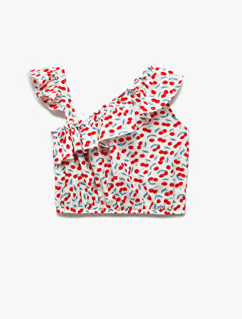 Viskon Fırfır Detaylı Asimetrik Askılı Bluz