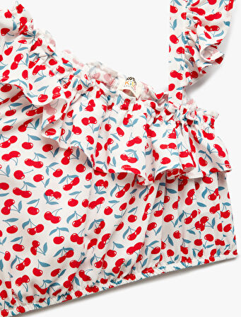 Viskon Fırfır Detaylı Asimetrik Askılı Bluz