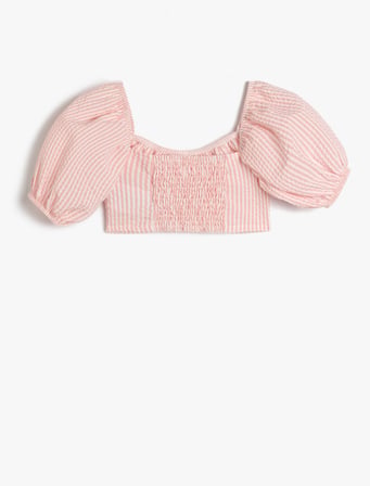 Gipeli Balon Kol Crop Bluz