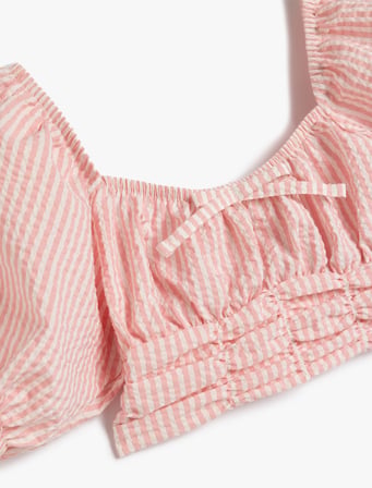 Gipeli Balon Kol Crop Bluz