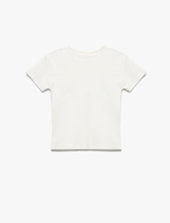 Kısa Kollu Bisiklet Yaka Düğmeli Cep Detaylı Pamuklu Tişört