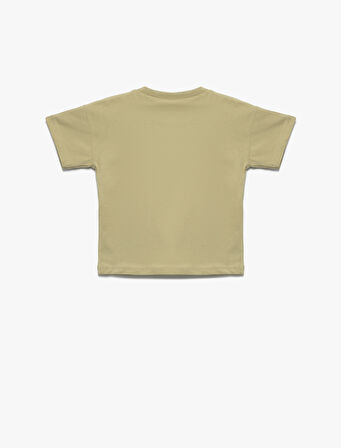 Bisiklet Yaka Kısa Kollu Baskılı Pamuklu Tişört