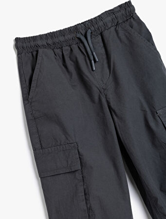 Jogger Paraşüt Pantolon Cepli Beli Bağlamalı Pamuklu