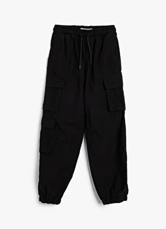 Koton Lastikli Bel Lastikli Paça Siyah Erkek Çocuk  Kargo Pantolon 5WKB40013TW