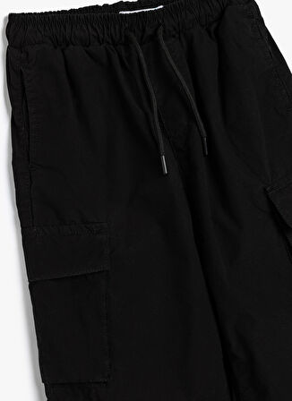 Koton Lastikli Bel Lastikli Paça Siyah Erkek Çocuk  Kargo Pantolon 5WKB40013TW