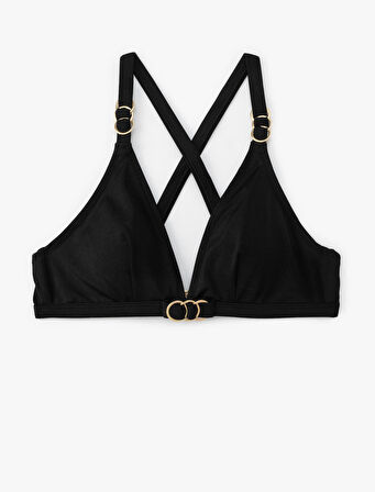 Aksesuar Detaylı Arkası Çapraz Askılı Üçgen Bikini