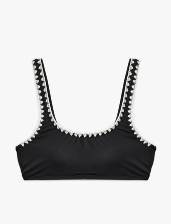 Astarlı Hafif Destekli Kroşe Detaylı U Yaka Bralet Bikini Üstü