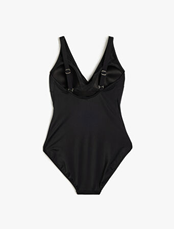 Kruvaze Drape Detaylı Toparlayıcı Mayo