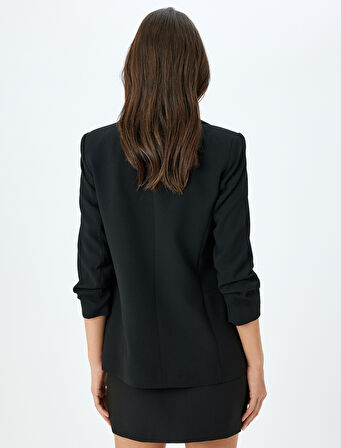 Drape Detaylı 3/4 Uzun Kollu Blazer Ceket